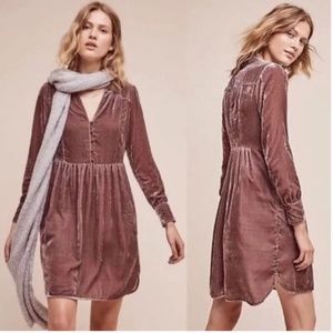 Anthropologie Mauve Velvet Dress